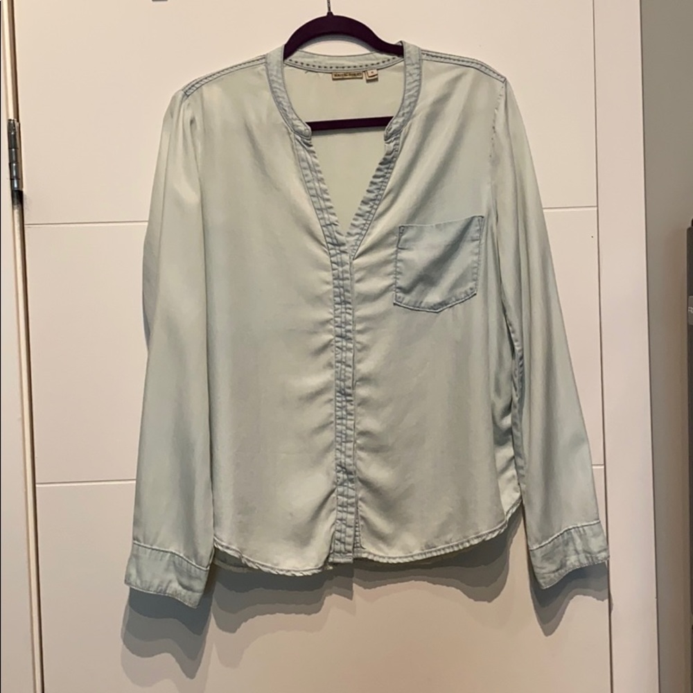 Anthropologie Denim shirt with lace detail.